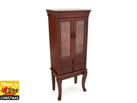 Jewelry Armoire with Metal Inlay Doors